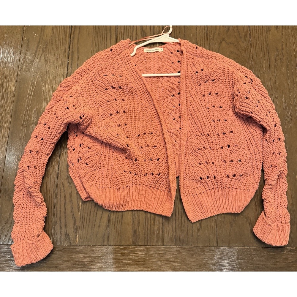 Moon & Madison Soft Knit Open Front Cardigan Sweater Dusty Rose Pink Small